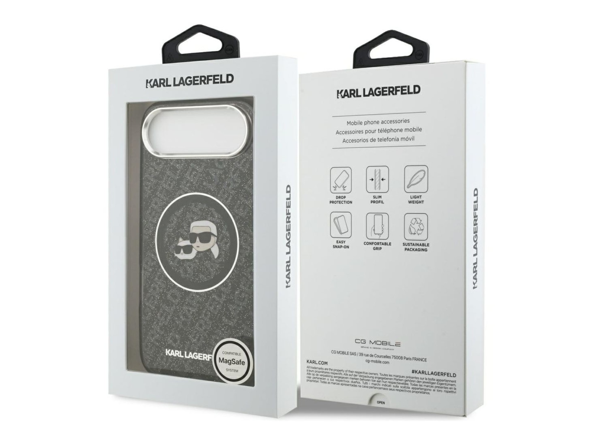 Capa MagSafe para iPhone Air com estampado de Karl Lagerfeld IML Glitter Karl & Choupette Heads - Pr