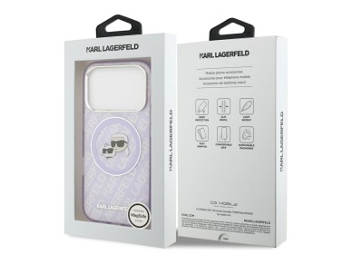 Karl Lagerfeld IML Glitter Karl & Choupette Heads Logo MagSafe Case for iPhone 17 Pro - Purple Karl Lagerfeld IML Glitter Karl & Choupette Heads Logo MagSafe Case for iPhone 17 Pro - Purple