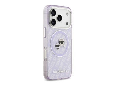 Karl Lagerfeld IML Glitter Karl & Choupette Heads Logo MagSafe Case for iPhone 17 Pro - Purple Karl Lagerfeld IML Glitter Karl & Choupette Heads Logo MagSafe Case for iPhone 17 Pro - Purple