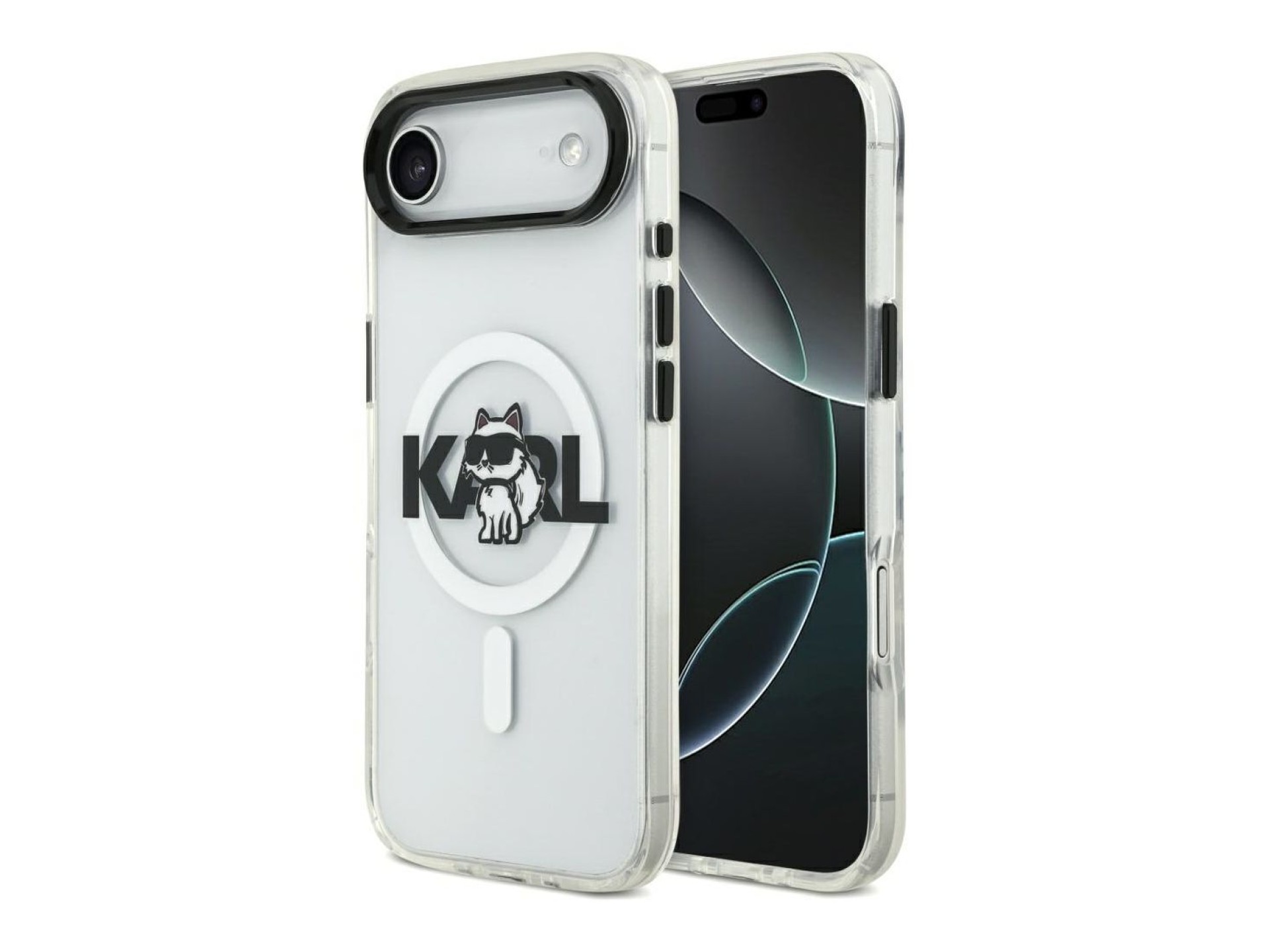 Funda para iPhone Air Karl Lagerfeld IML Choupette Sketch Logo MagSafe - Transparente