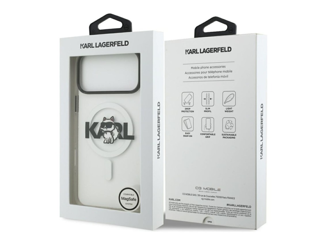 Karl Lagerfeld IML Choupette Sketch Logo MagSafe Case for iPhone 17 Pro - Clear