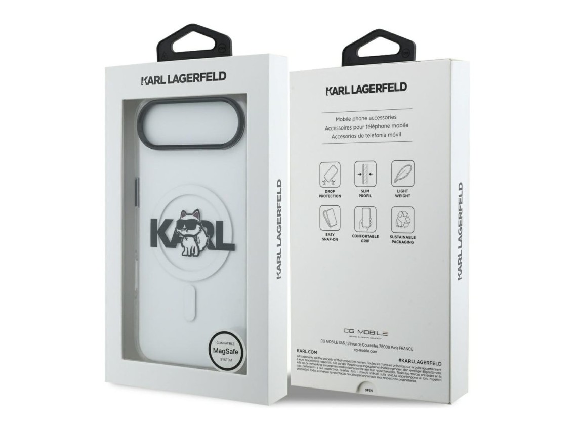 Funda para iPhone Air Karl Lagerfeld IML Choupette Sketch Logo MagSafe - Transparente