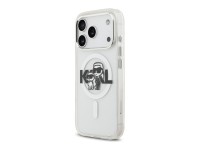 Karl Lagerfeld IML Glitter Karl & Choupette Sketch Logo MagSafe Case for iPhone 17 Pro - Clear
