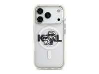 Karl Lagerfeld IML Glitter Karl & Choupette Sketch Logo MagSafe Case for iPhone 17 Pro - Clear