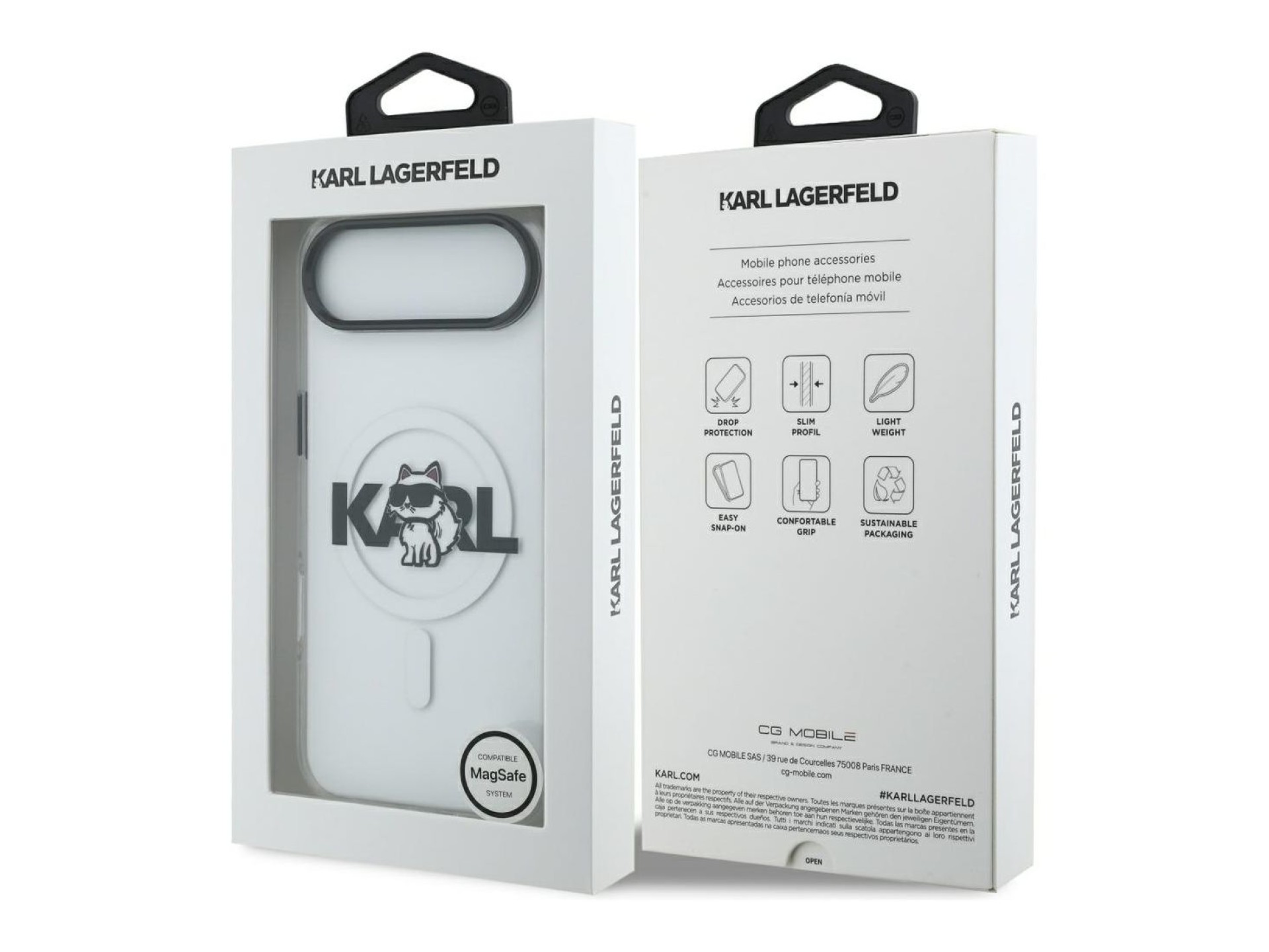 Funda para iPhone Air Karl Lagerfeld IML Choupette Sketch Logo MagSafe - Transparente