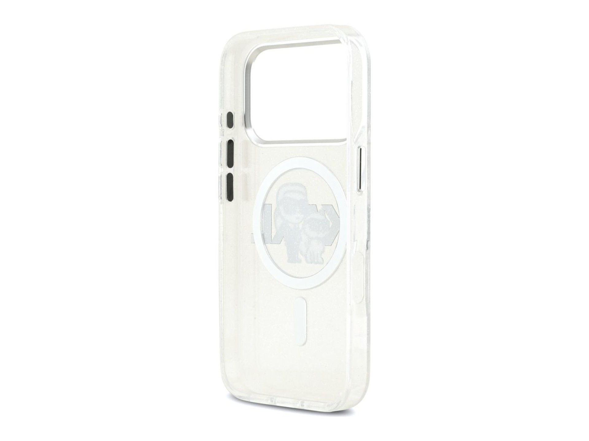 Karl Lagerfeld IML Glitter Karl & Choupette Sketch Logo MagSafe Case for iPhone 17 Pro - Clear