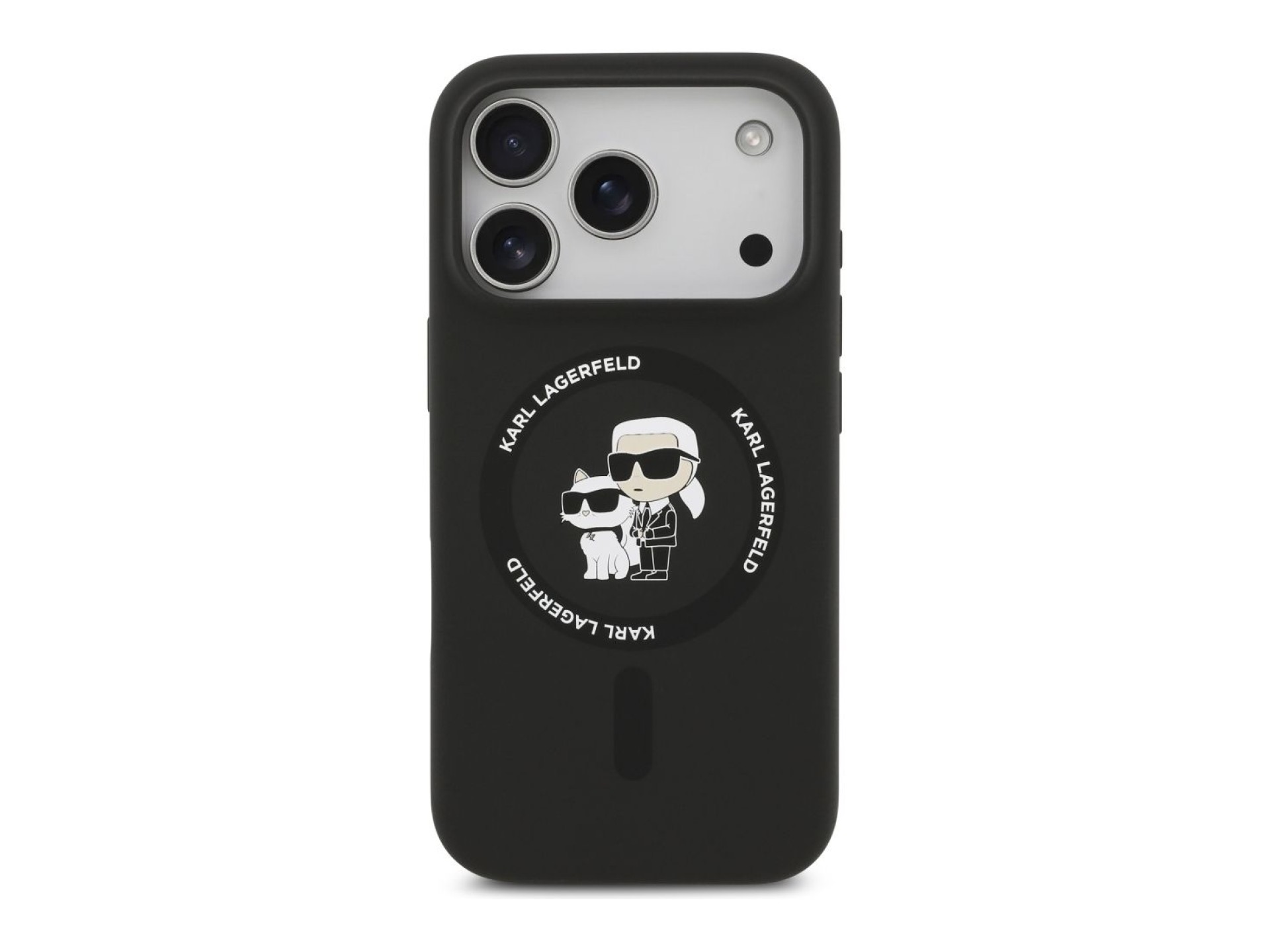 Capa MagSafe em silicone Karl Lagerfeld Karl&Choupette Ring para iPhone 17 Pro Max - Preta