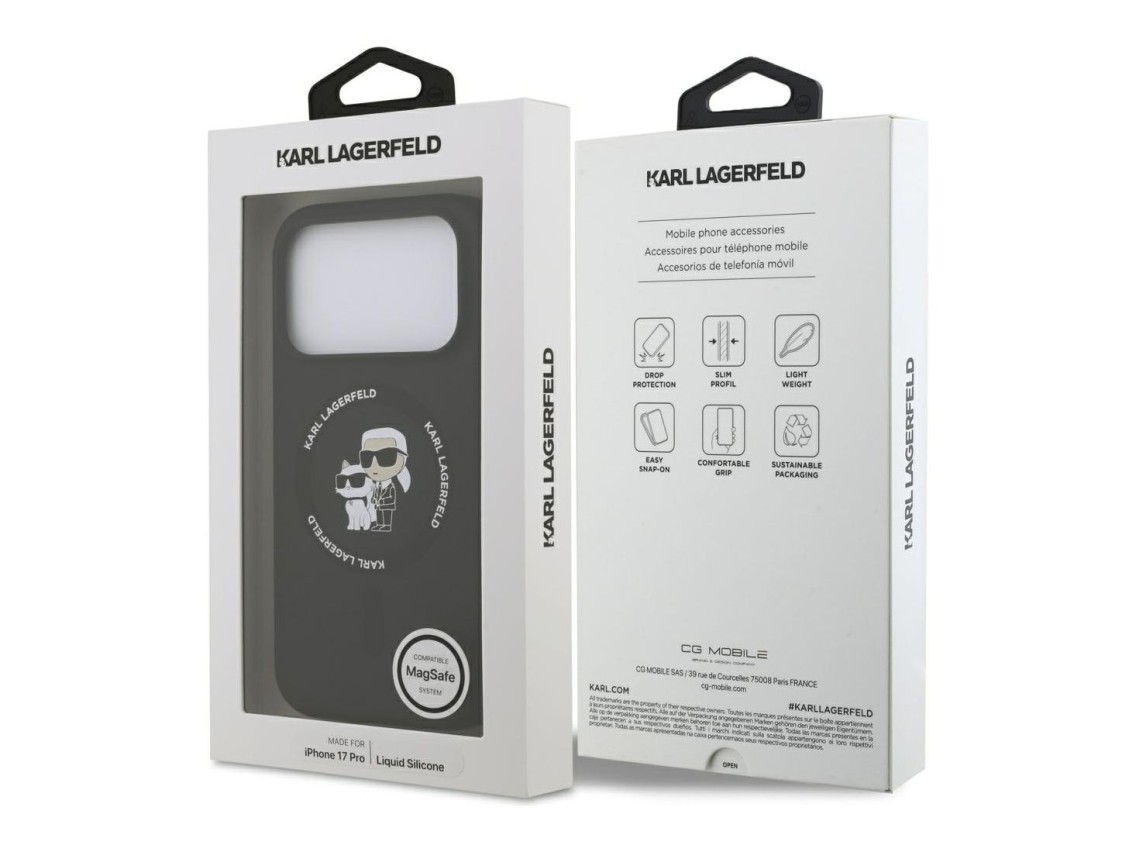 Karl Lagerfeld Silicone Karl&Choupette Ring MagSafe Case for iPhone 17 Pro - Black