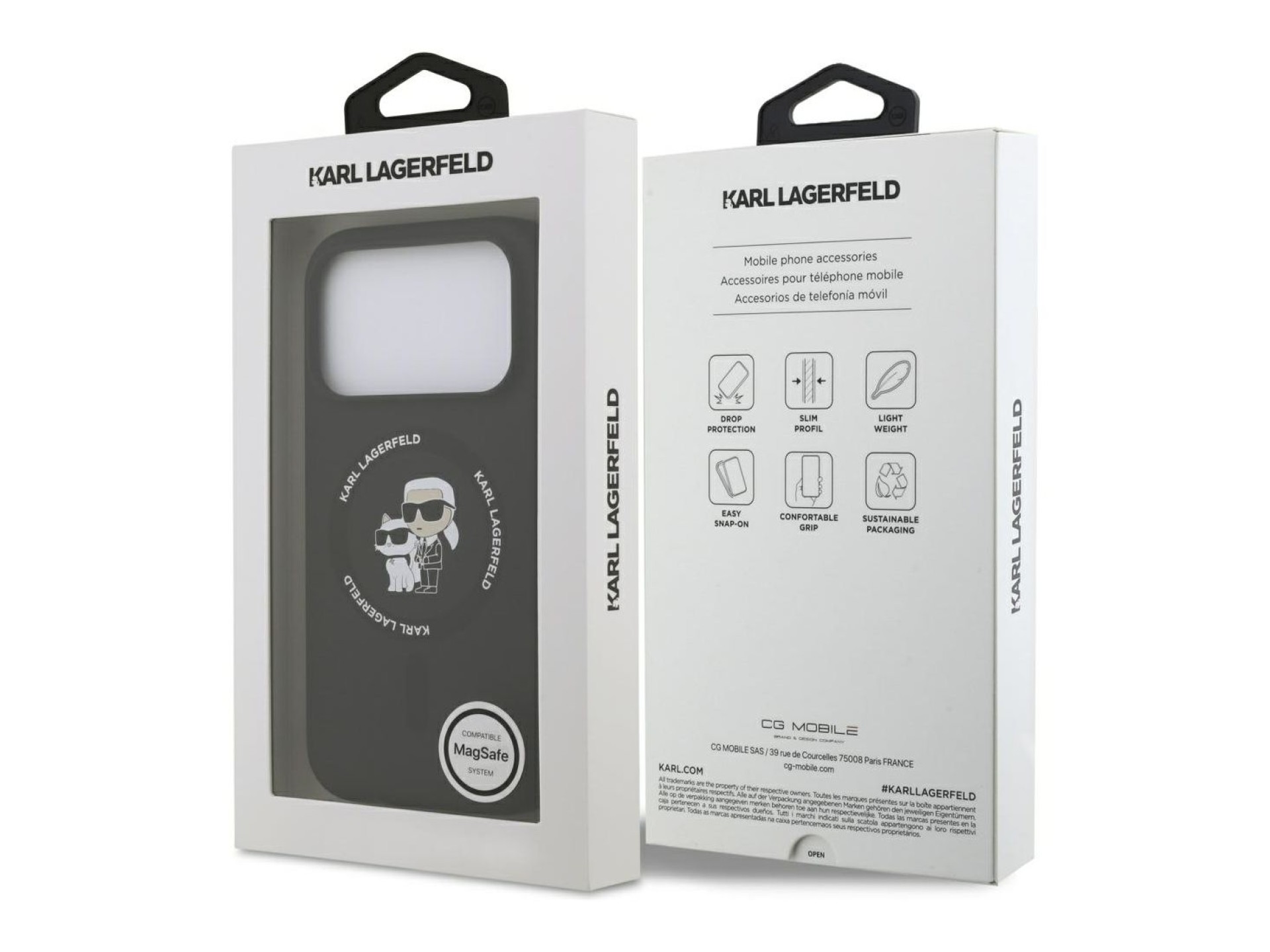 Capa MagSafe em silicone Karl Lagerfeld Karl&Choupette Ring para iPhone 17 Pro Max - Preta