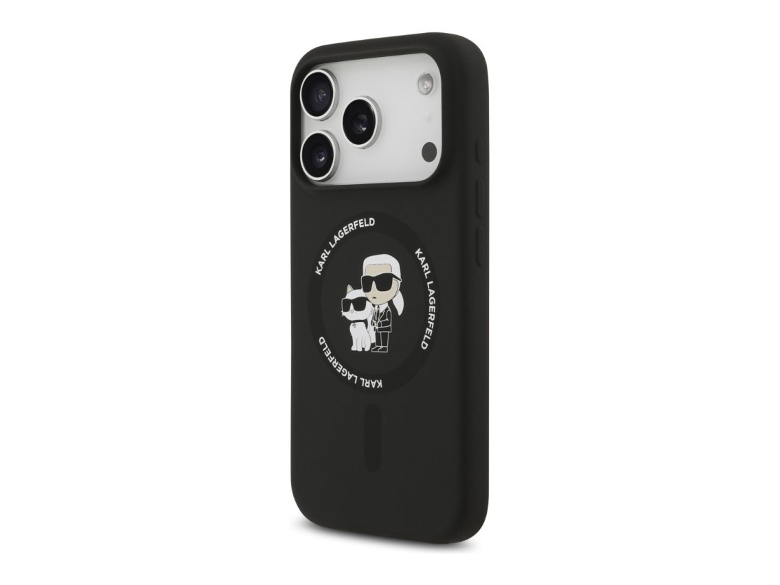 Karl Lagerfeld Silicone Karl&Choupette Ring MagSafe Case for iPhone 17 Pro - Black