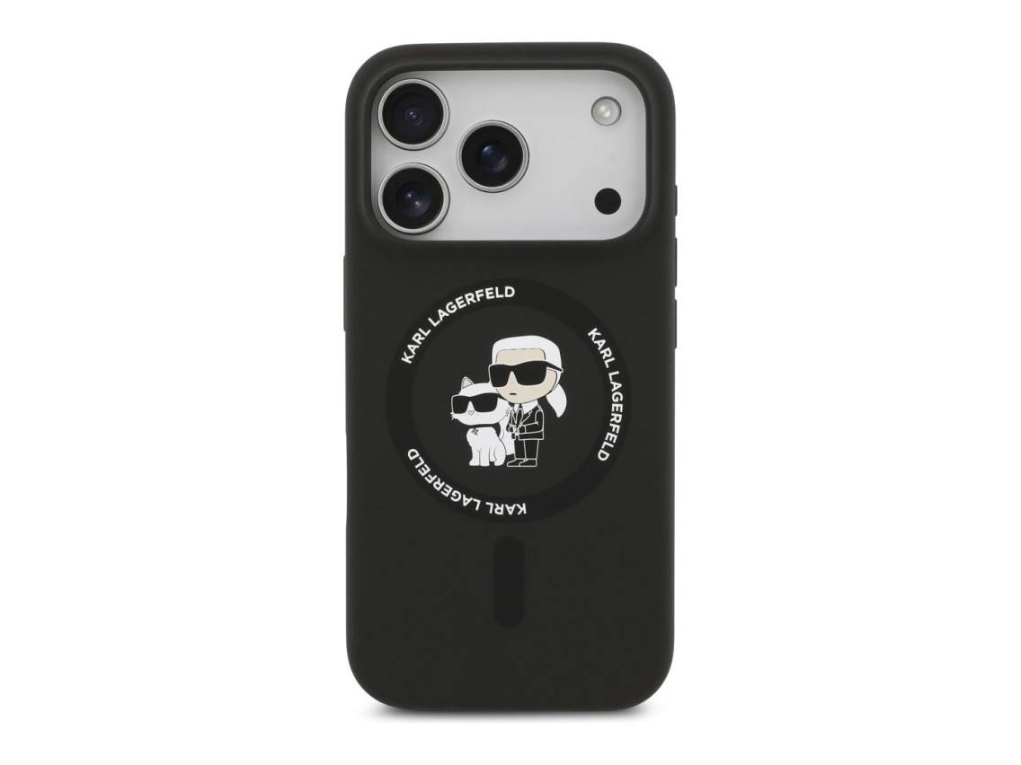 Karl Lagerfeld Silicone Karl&Choupette Ring MagSafe Case for iPhone 17 Pro - Black