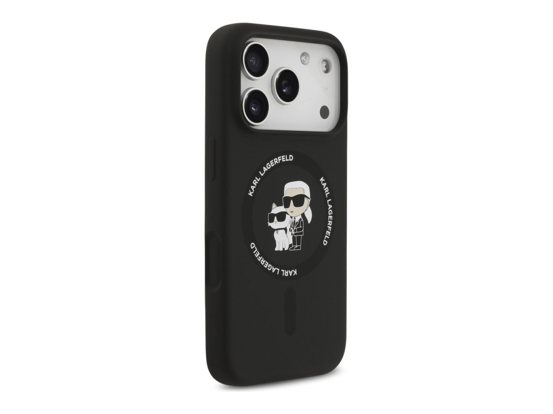 Karl Lagerfeld Silicone Karl&Choupette Ring MagSafe Case for iPhone 17 Pro - Black