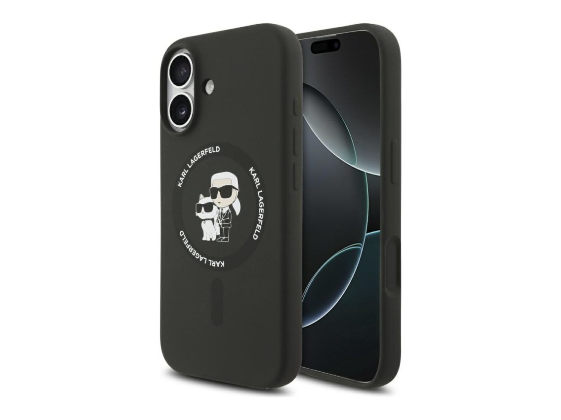 Funda de silicona Karl&Choupette Ring MagSafe de Karl Lagerfeld para iPhone 17 - Negra