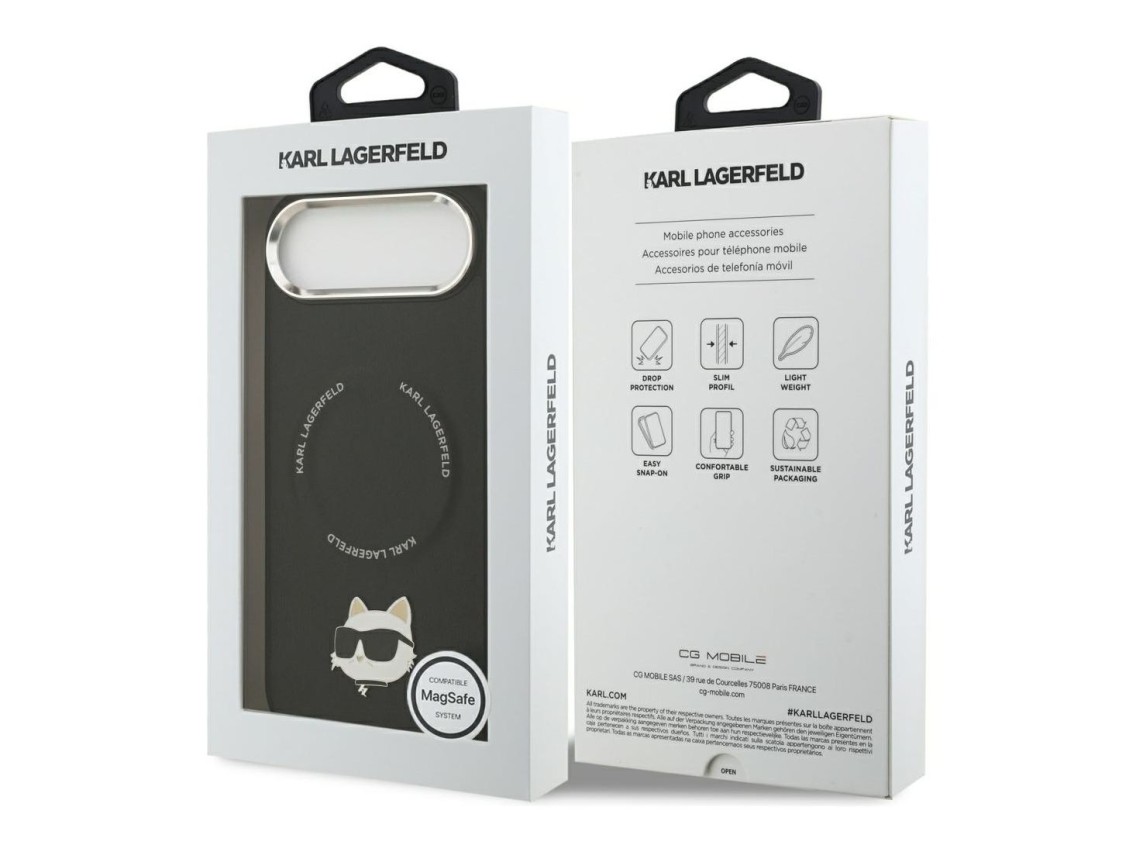 Karl Lagerfeld Choupette Pin MagSafe Case for iPhone Air Black