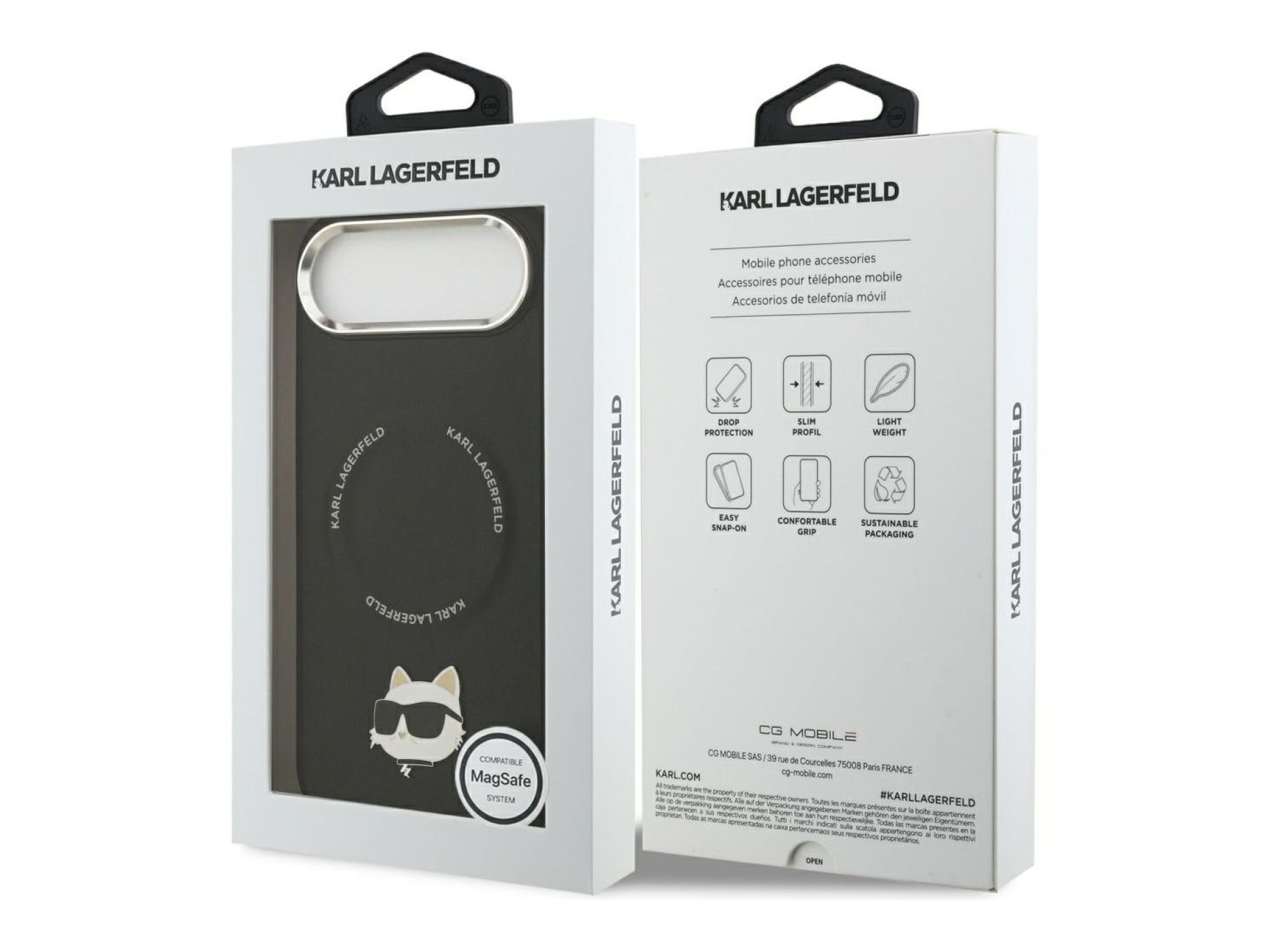 Capa MagSafe Karl Lagerfeld Choupette Pin para iPhone Air Preta