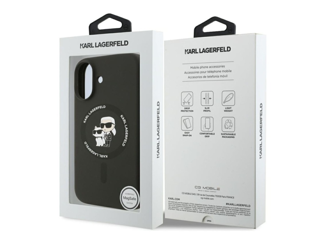 Funda de silicona Karl&Choupette Ring MagSafe de Karl Lagerfeld para iPhone 17 - Negra
