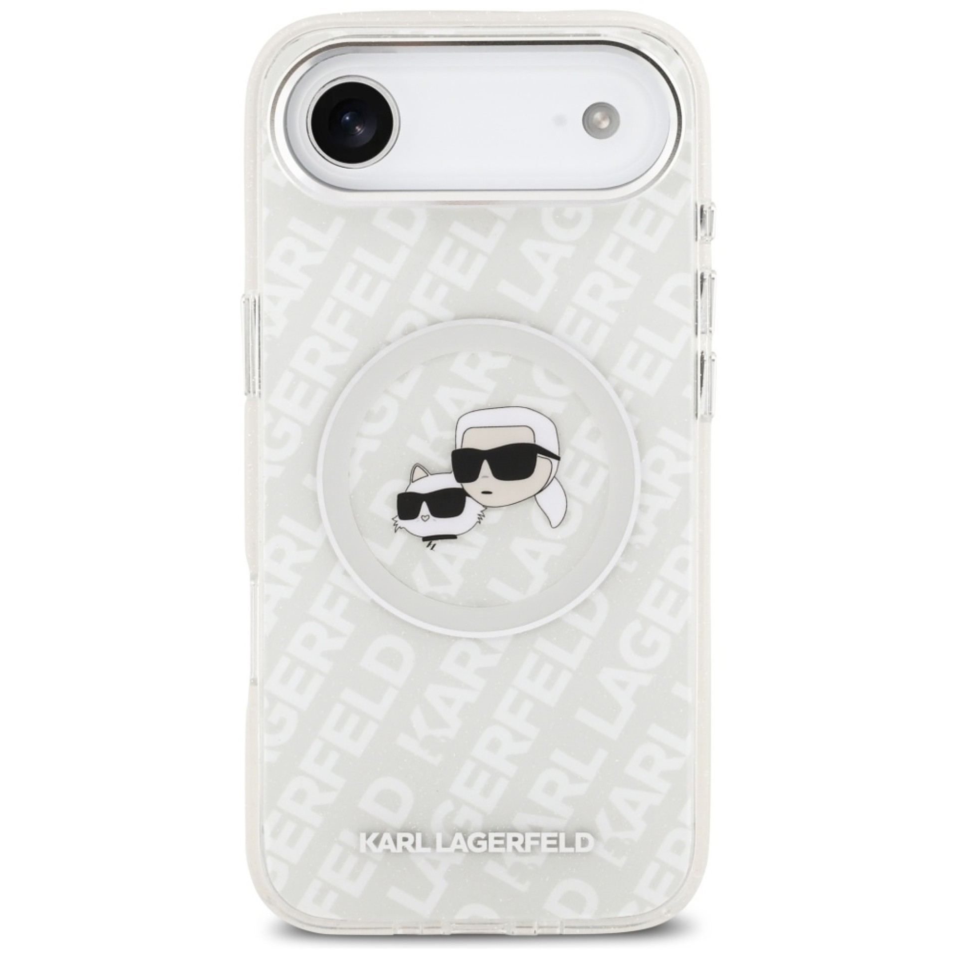 Funda MagSafe Karl Lagerfeld IML Glitter Karl&Choupette Heads para iPhone Air - Gris