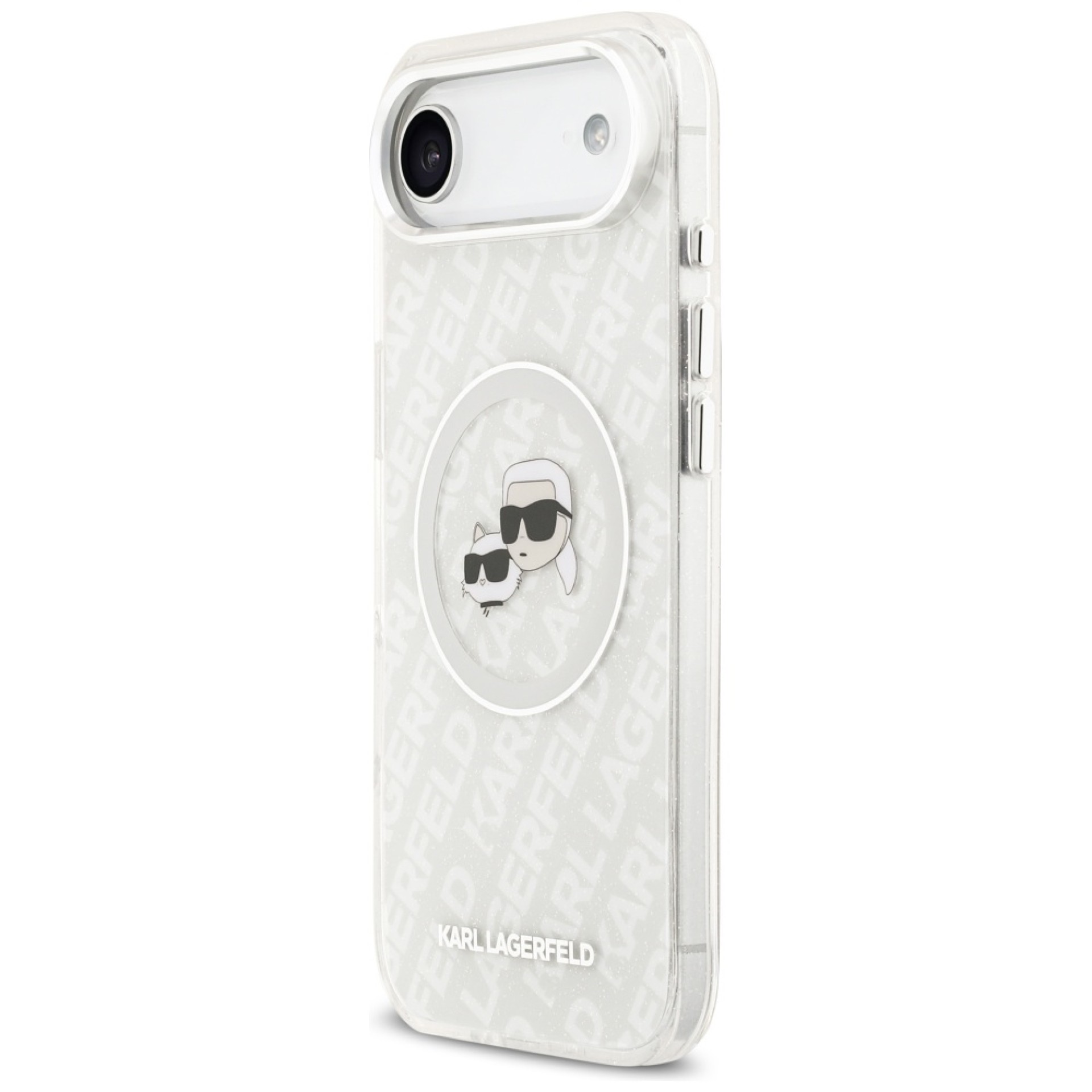 Funda MagSafe Karl Lagerfeld IML Glitter Karl&Choupette Heads para iPhone Air - Gris
