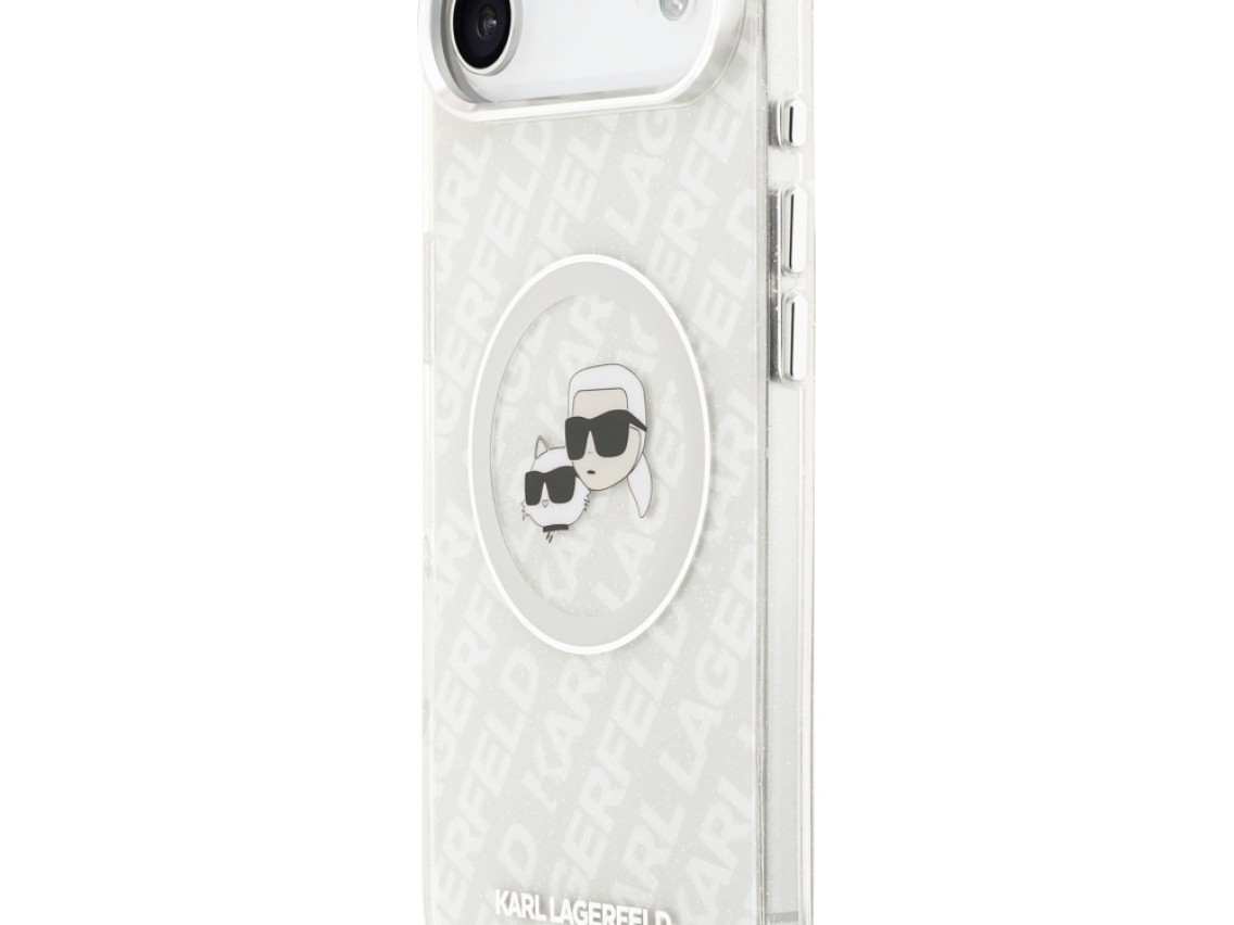 Karl Lagerfeld IML Glitter Karl&Choupette Heads Logo MagSafe Case for iPhone Air - Gray