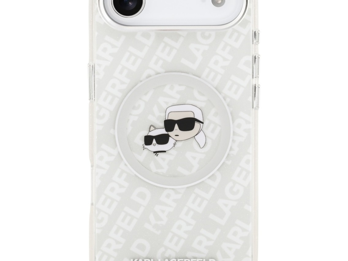 Funda MagSafe Karl Lagerfeld IML Glitter Karl&Choupette Heads para iPhone Air - Gris