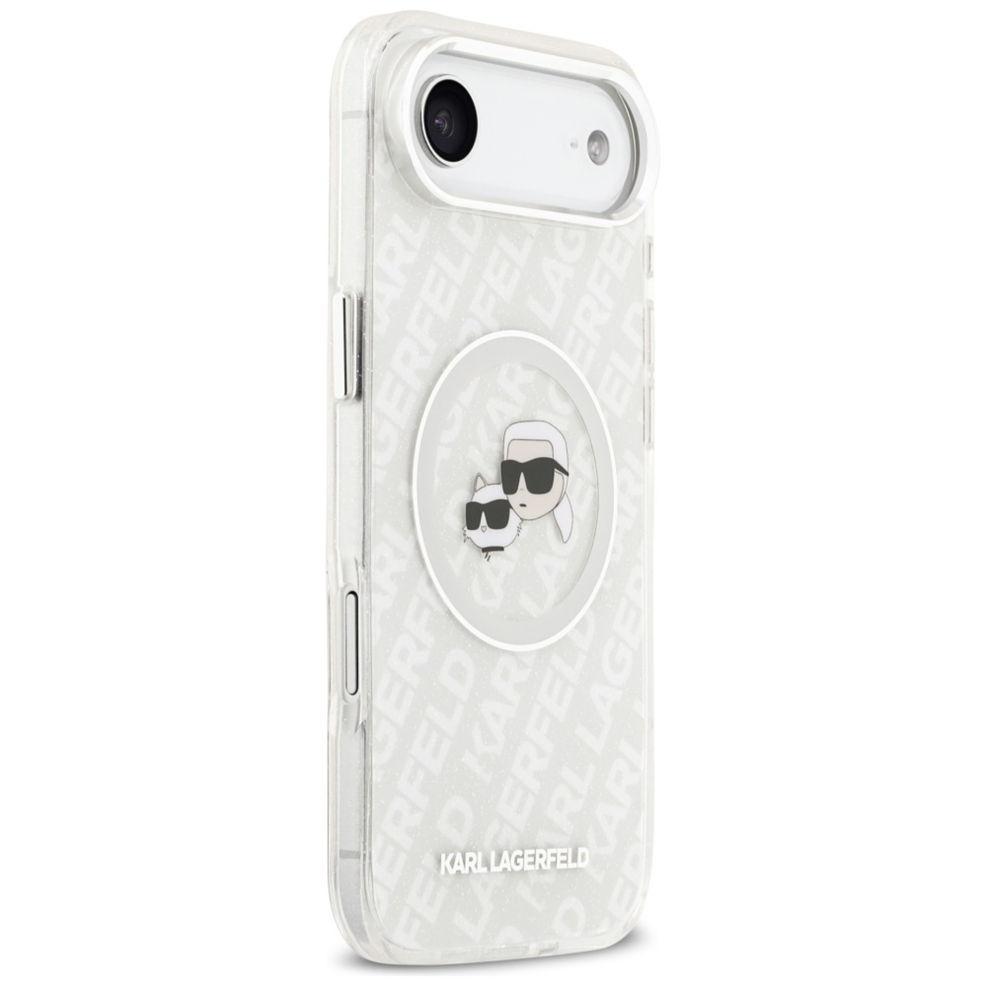 Funda MagSafe Karl Lagerfeld IML Glitter Karl&Choupette Heads para iPhone Air - Gris