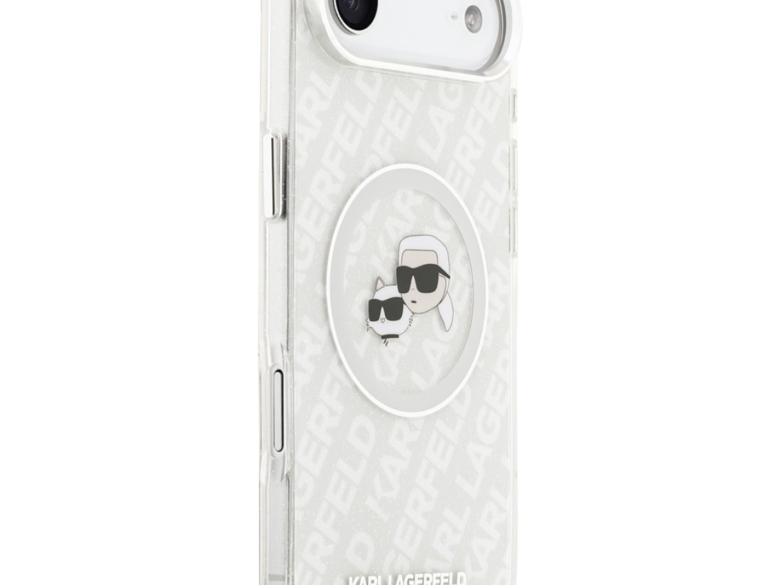 Funda MagSafe Karl Lagerfeld IML Glitter Karl&Choupette Heads para iPhone Air - Gris