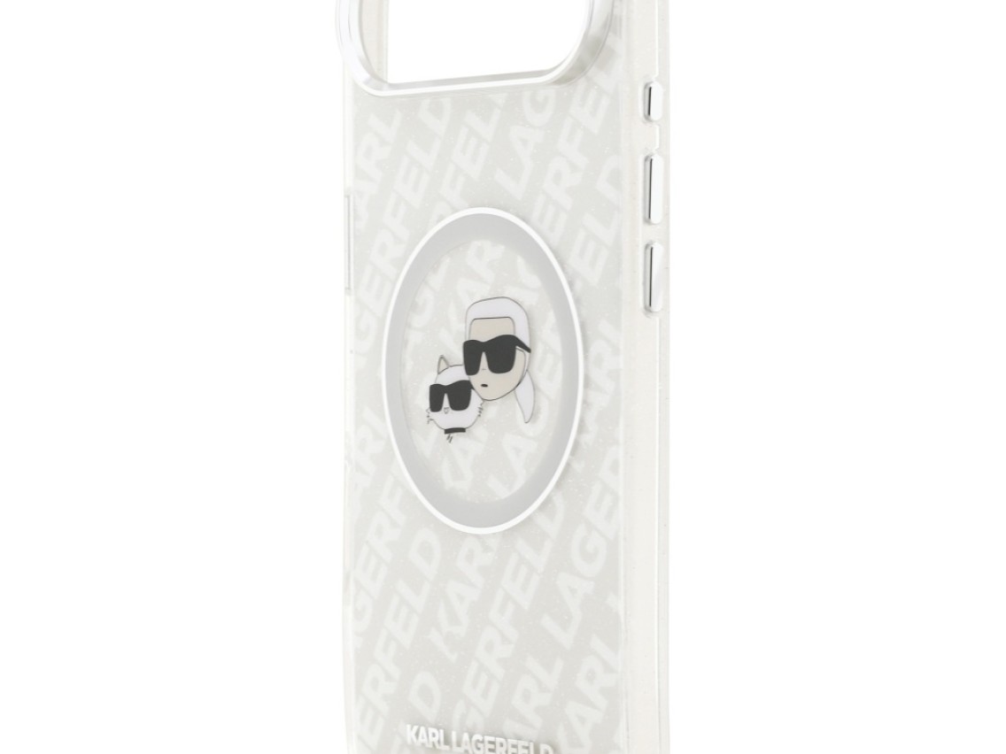 Funda MagSafe Karl Lagerfeld IML Glitter Karl&Choupette Heads para iPhone Air - Gris