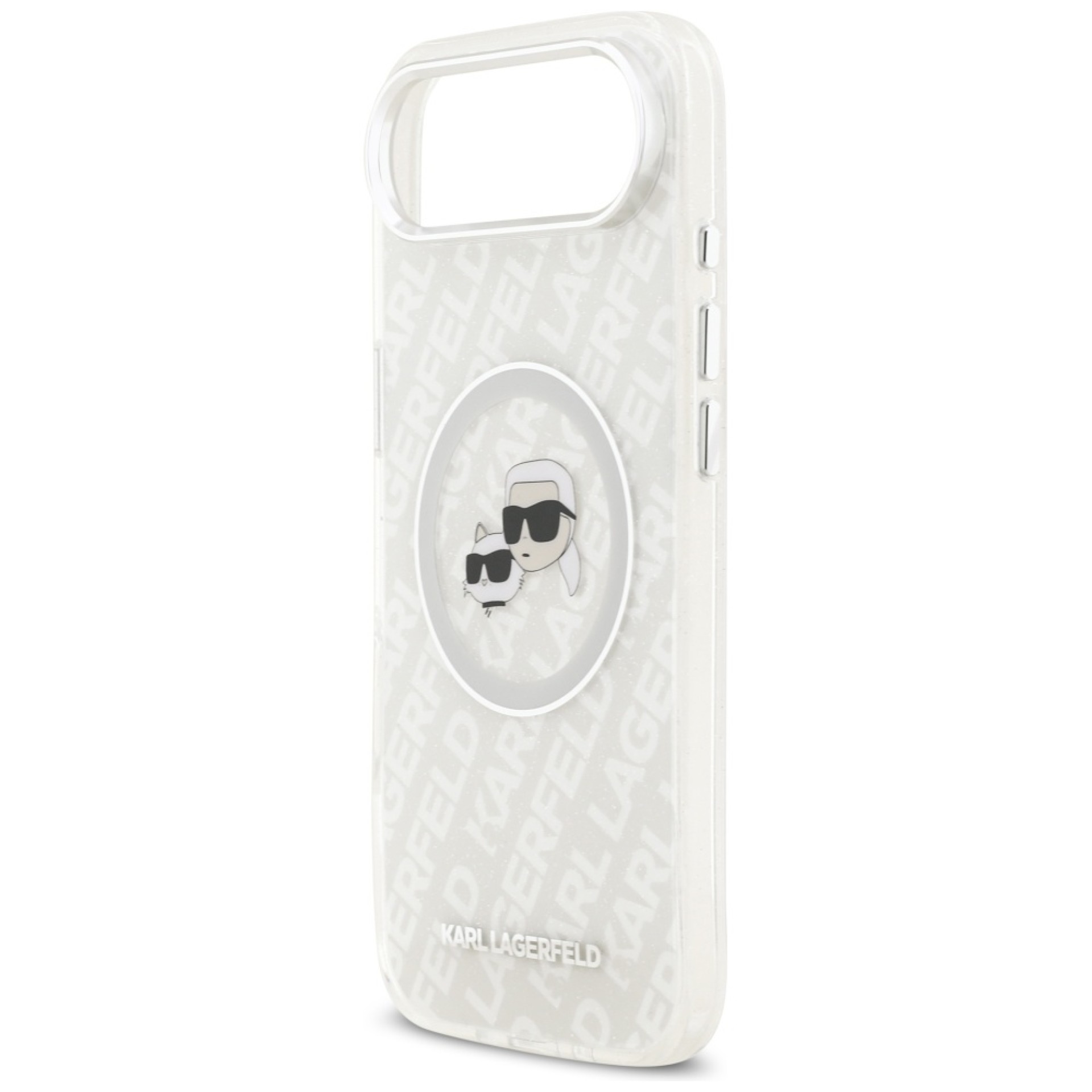 Funda MagSafe Karl Lagerfeld IML Glitter Karl&Choupette Heads para iPhone Air - Gris