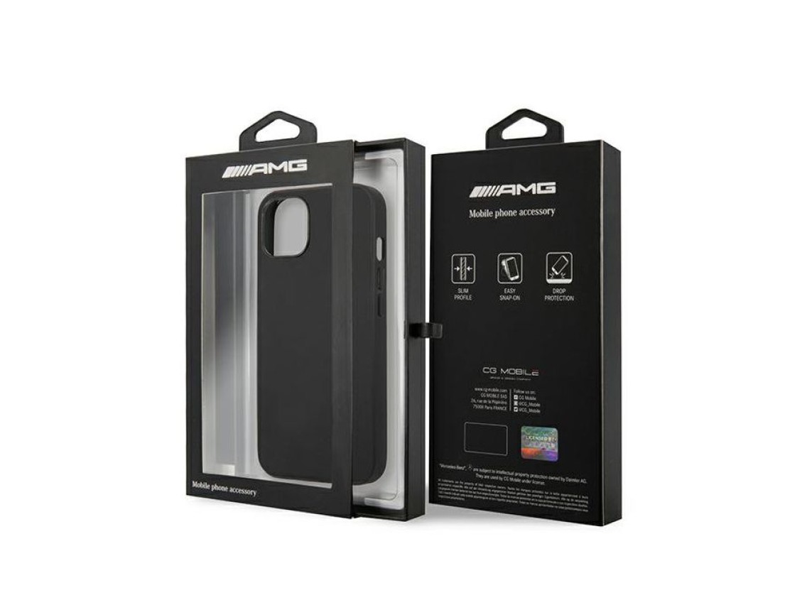 Mercedes AMG Leather Hot Stamped Case for iPhone 13 / 14 / 15 - Black