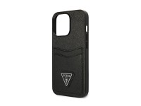 Funda Guess Saffiano con logo triangular y ranura para tarjetas para iPhone 13 / 13 Pro - Negra Funda Guess Saffiano con logo triangular y ranura para tarjetas para iPhone 13 / 13 Pro - Negra