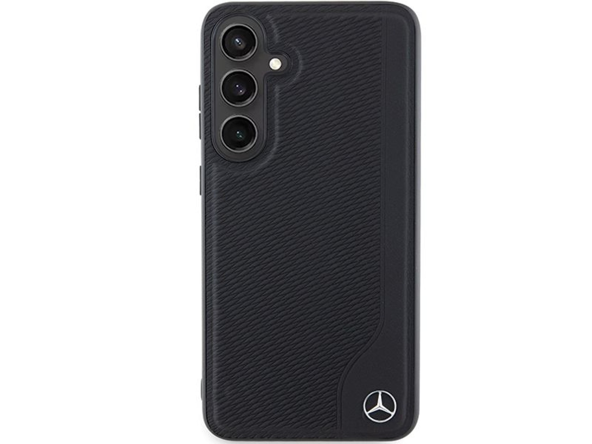 Capa MagSafe Mercedes em couro com detalhes em relevo para Samsung Galaxy S24 - preta