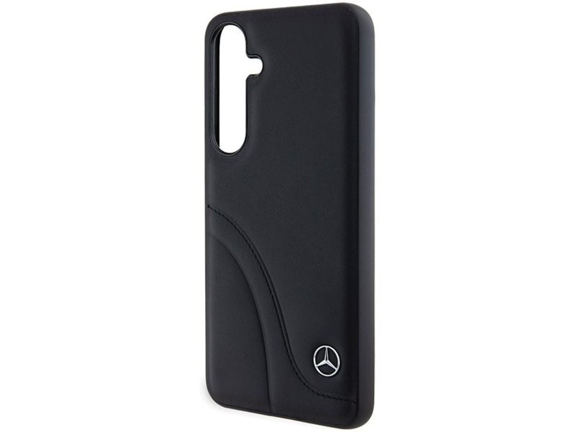 Capa Mercedes em couro com costuras curvas para Samsung Galaxy S24 - preta