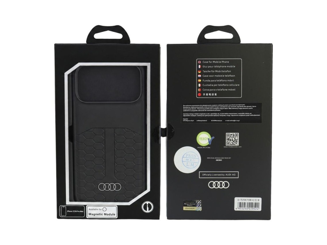 Capa em pele Audi MagSafe para iPhone 18 Pro Max / 17 Pro Max - Preto