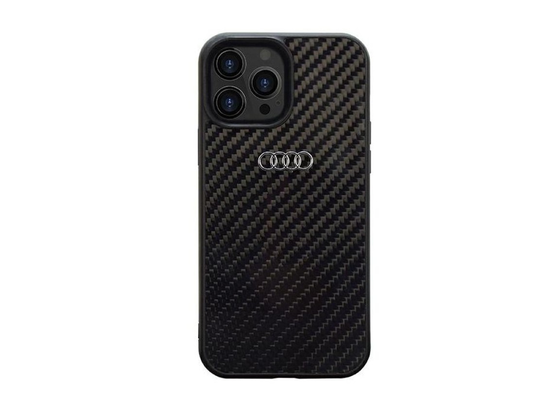 Capa rígida Audi em fibra de carbono para iPhone 13 Pro Max 6.7" preta/preta AU-TPUPCIP13PM-R8/D2-BK