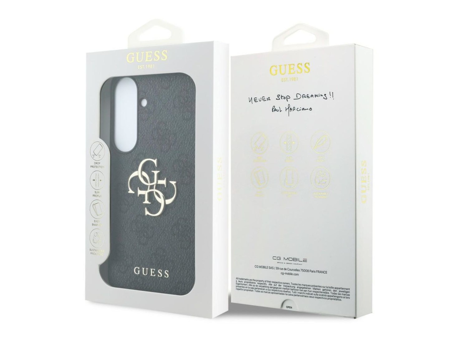 Guess Leather 4G Metal Logo case for Samsung Galaxy S26 FE - black