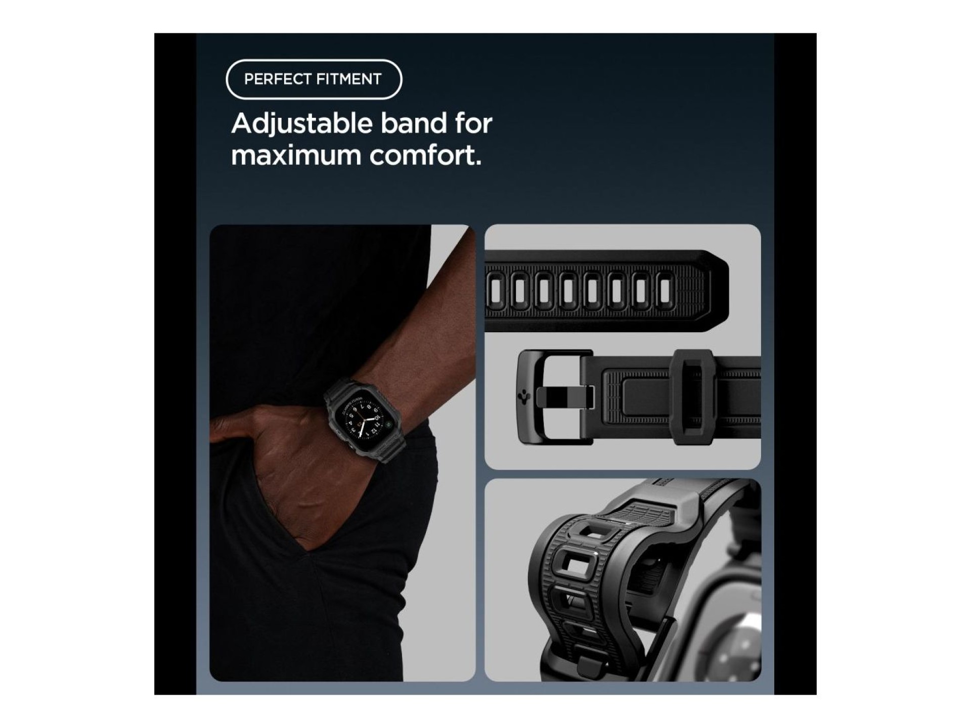 Correa Spigen Rugged Armor Pro para Apple Watch de 46 mm - Negro mate