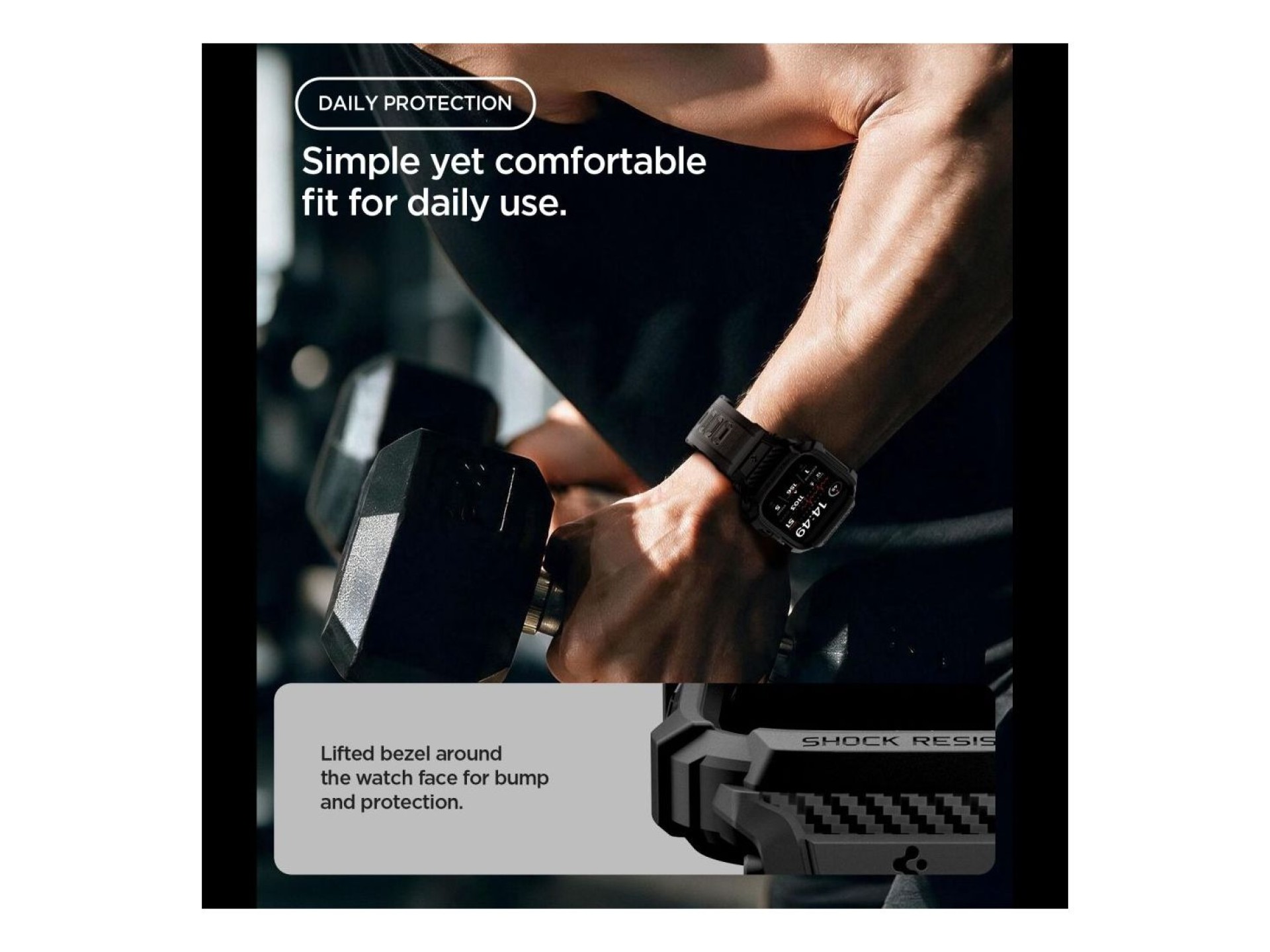 Correa Spigen Rugged Armor Pro para Apple Watch de 46 mm - Negro mate