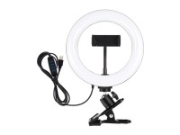 Puluz Ring Light de 20 cm para Vlogging com Clip para Monitor, Suporte para Telem�vel e Regula��o da