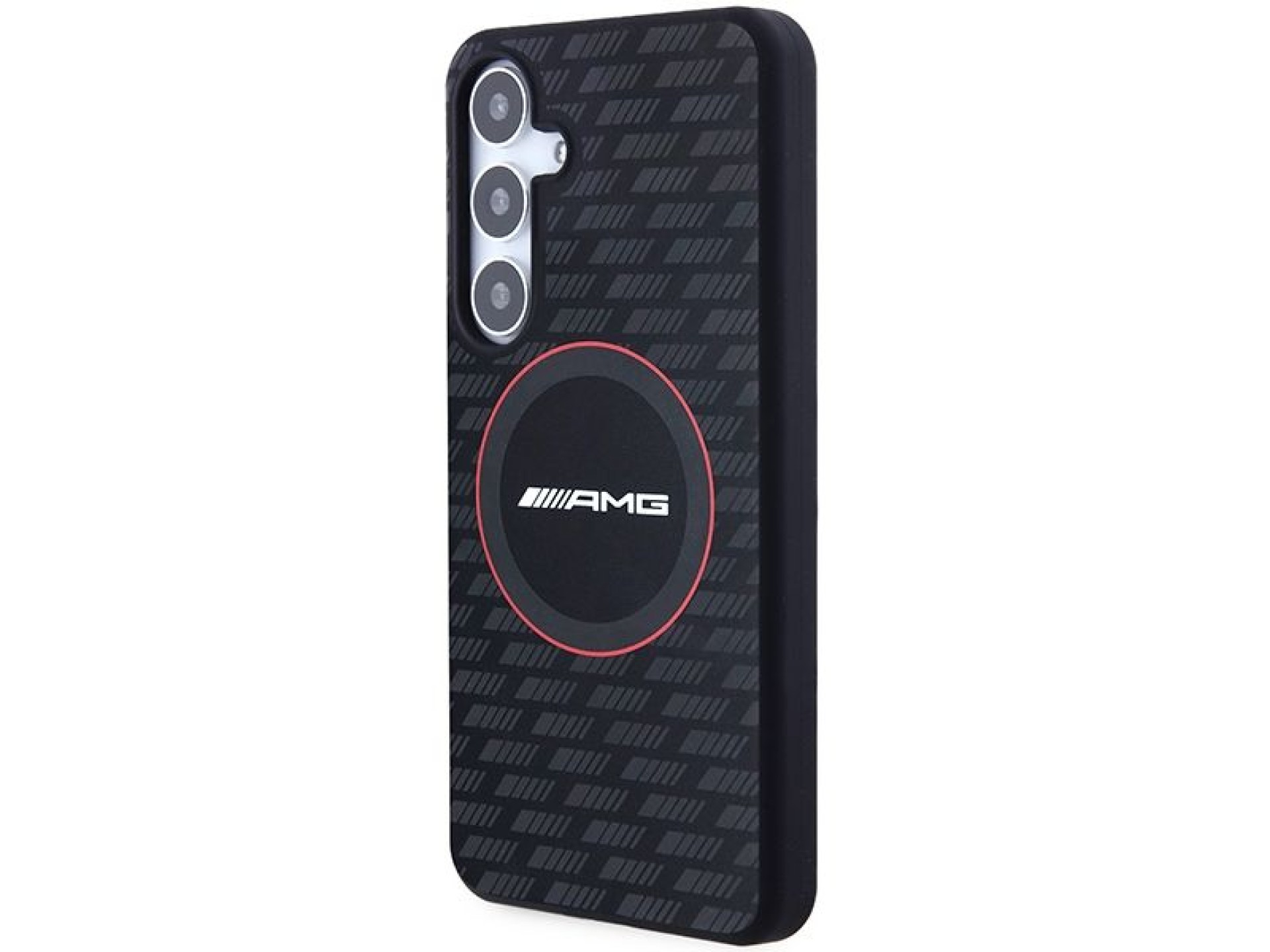 Capa MagSafe AMG em silicone com padrão de fibra de carbono para Samsung Galaxy S24+ - preta