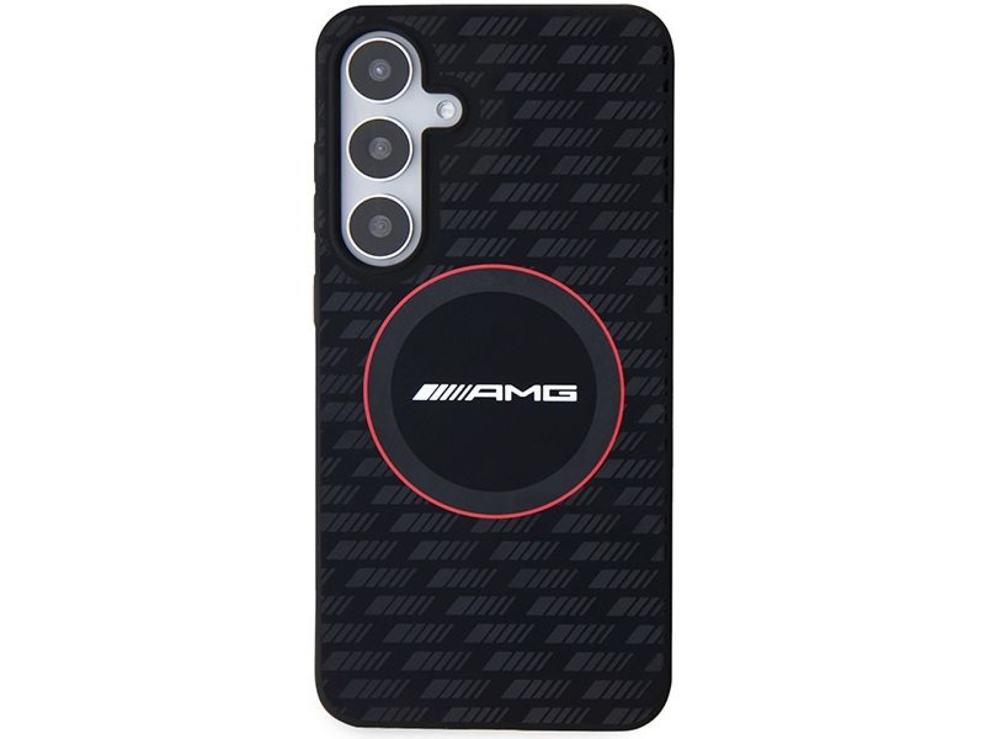 Capa MagSafe AMG em silicone com padrão de fibra de carbono para Samsung Galaxy S24+ - preta