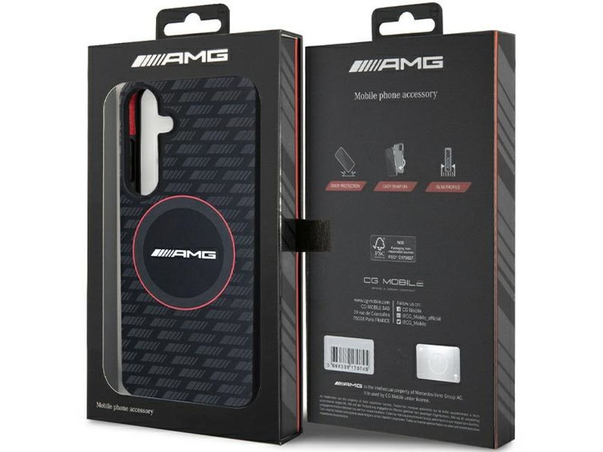 Capa MagSafe AMG em silicone com padrão de fibra de carbono para Samsung Galaxy S24+ - preta