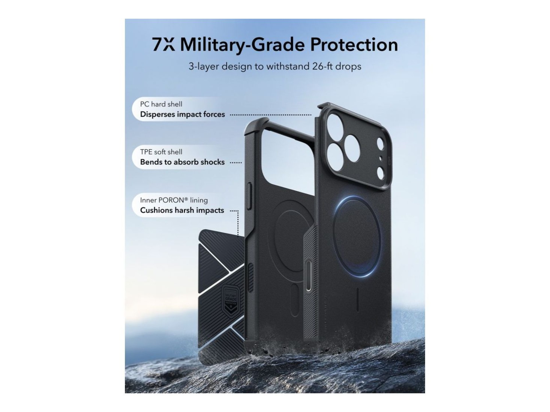 Capa ESR Cyber-Tough MagSafe para iPhone 18 Pro/17 Pro - Preta