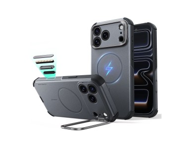 Capa ESR Cyber-Tough com suporte e MagSafe para iPhone 18 Pro Max/17 Pro Max - Cinzento Capa ESR Cyber-Tough com suporte e MagSafe para iPhone 18 Pro Max/17 Pro Max - Cinzento