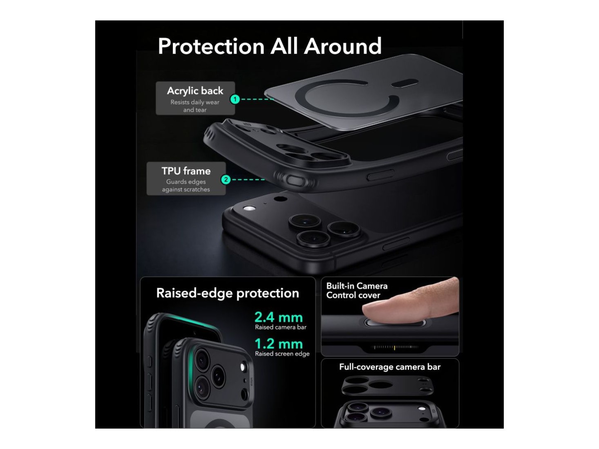 ESR Classic Hybrid MagSafe Case for iPhone 18 Pro / 17 Pro - Black