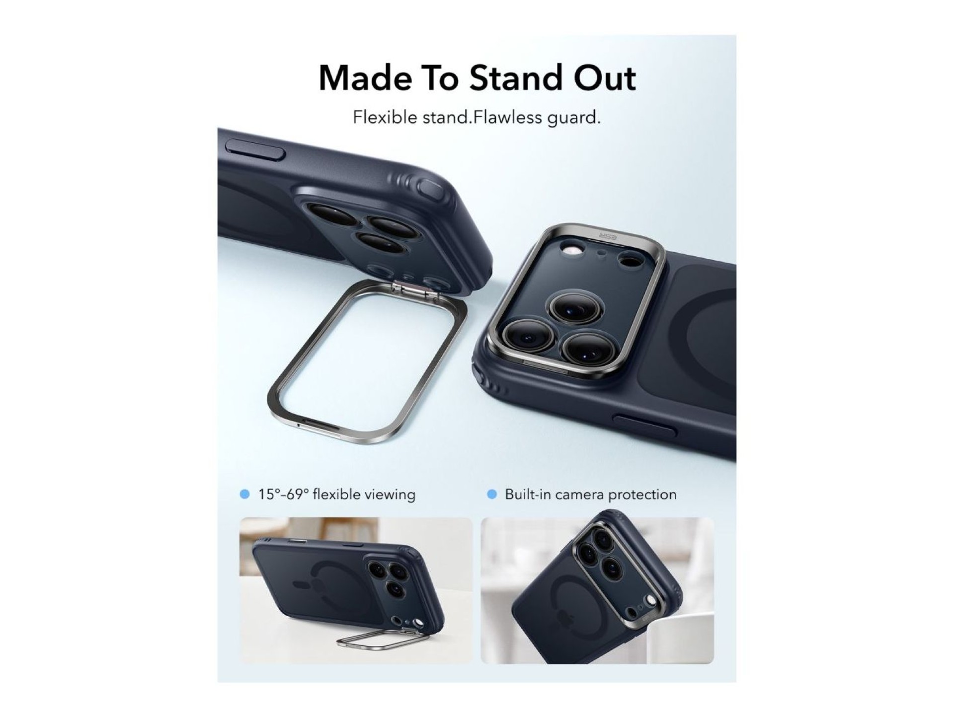 ESR Classic Hybrid Kickstand MagSafe Case for iPhone 18 Pro / 17 Pro - Navy Blue