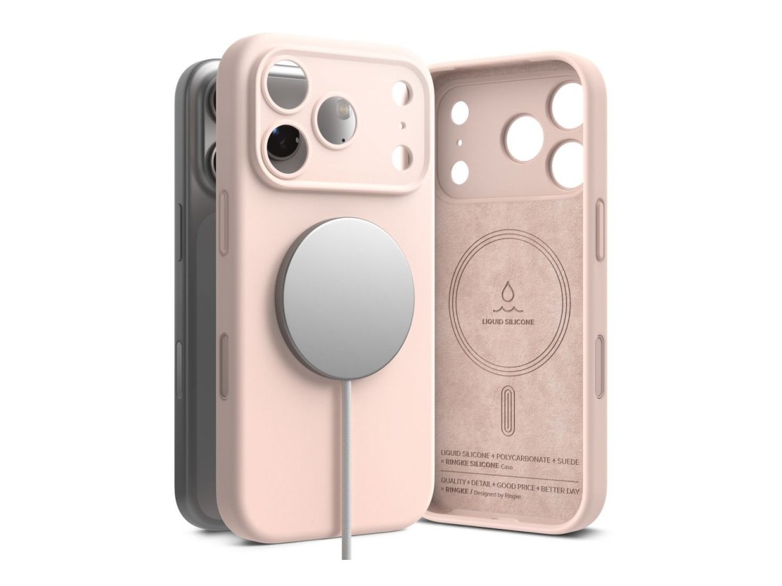 Capa Ringke em silicone MagSafe para iPhone 18 Pro - Rosa