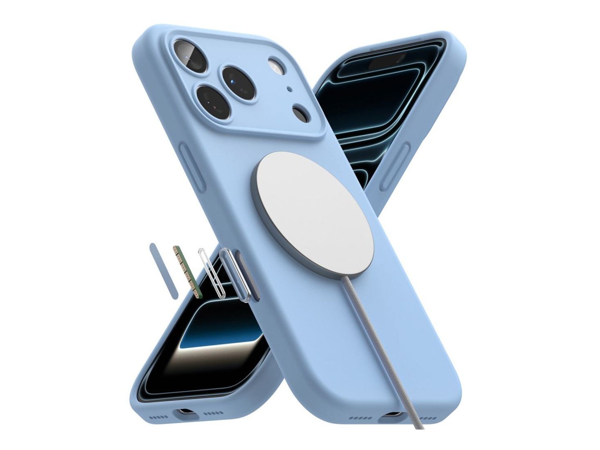 Capa Ringke em silicone MagSafe para iPhone 18 Pro - azul claro