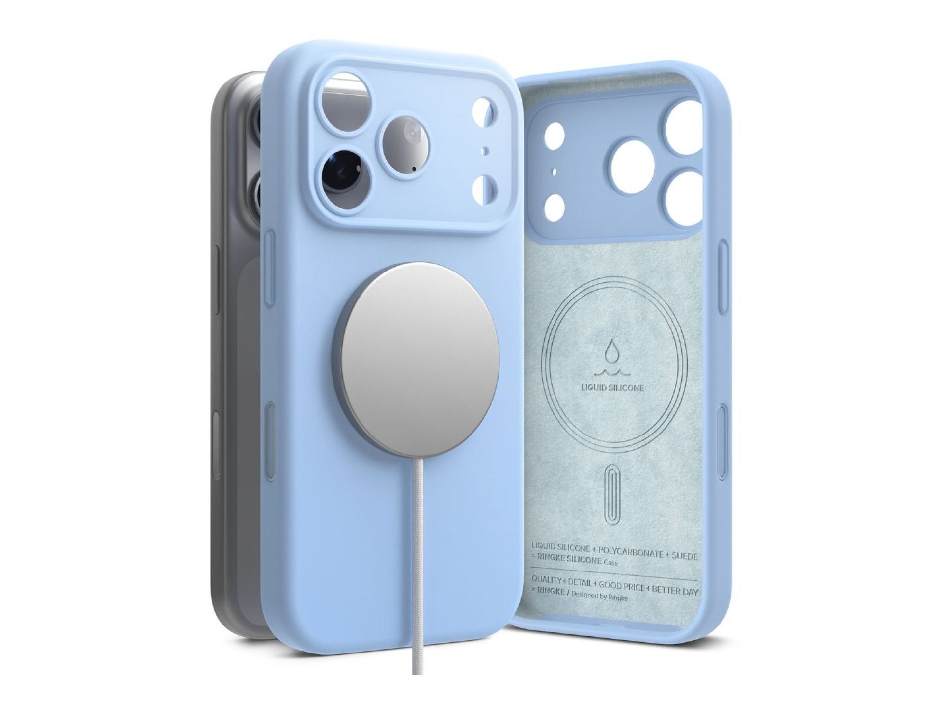 Capa Ringke em silicone MagSafe para iPhone 18 Pro - azul claro