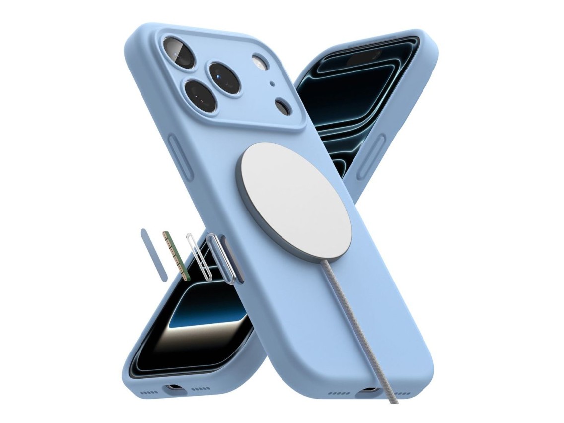 Capa Ringke em silicone MagSafe para iPhone 18 Pro - azul claro