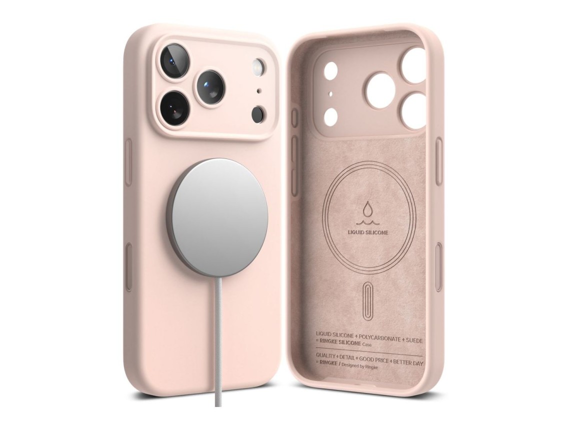 Capa Ringke em silicone MagSafe para iPhone 18 Pro - Rosa